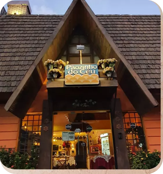 Entrada da loja Pãozinho do Céu